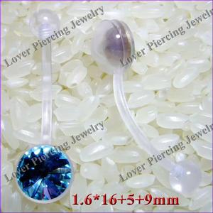 [BF-395] <span class=keywords><strong>Bio</strong></span> Flex vente <span class=keywords><strong>en</strong></span> gros de haute qualité anneaux de ventre banane nombril haltères autrichien grande pierre jauge personnalisée bijoux de Piercing corporel - Product Image 6