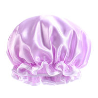 Accessoires de bain en gros : Bonnet de douche extra large en tissu PE double couche, imperméable et doublé satin, pour femmes