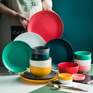 LOGO Customized Dinner Plates Porcelain Home Hotel Restaurant Rice Bowl Dishes Plates Tableware Dinnerware Sets For Dinner