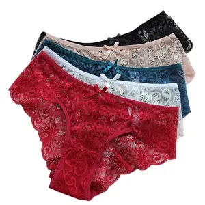 Donne Sexy Mutandine di Pizzo senza soluzione di continuità Biancheria Intima vedere attraverso Slip di Pizzo SML XL Più Il formato a vita bassa del merletto sexy biancheria intima