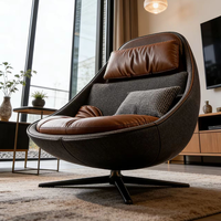 Fauteuil de salon moderne pivotant avec dossier haut et coussin lombaire, canapé cocon rembourré design pour chambre et balcon