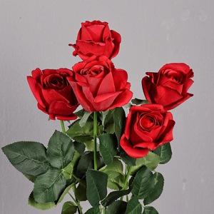 Roses artificielles en soie Kelp, fleurs rouges foncées, bouquet unique, décorations de mariage, arrangements pour la maison - Product Image 1