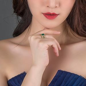 Bague de fiançailles unisexe en or avec émeraude, style occidental, cadeau pour femme, bijoux Messi, pour mariage et fête - Product Image 6