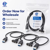 LUNGKAY Câble USB 3.0 personnalisé mâle A vers femelle Type C avec vis pour câblage d'équipement, configuration d'instruments, verrouillage industriel