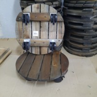Chariot de rangement en bois pour pots de fleurs avec quatre roues et frein, chariot de courses durable, garantie de 3 ans
