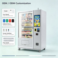 Distributeur automatique combiné de boissons réfrigérées et de collations avec service 24h/24, paiement par billets et pièces, fourni par un fabricant chinois