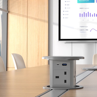 Interrupteur USB motorisé pour table de cuisine, prise escamotable dissimulée, 4 prises AC en aluminium, prend en charge les normes de prise CN et US pour les hôpitaux