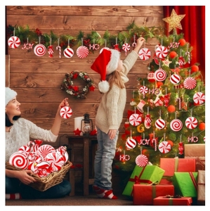 ชุดเครื่องประดับตกแต่งต้นคริสต์มาส USA Mairun รูปแท่งลูกอมแก้ว 24 ชิ้น สำหรับแขวนตกแต่งบ้านในวันปีใหม่ สีเดียว - Product Image 4