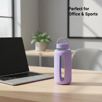 Botella de Agua Ecológica de Vidrio Borosilicato de 800 ml con Funda de Silicona, Botella Reutilizable para Gimnasio, Deportes, Viajes, Senderismo