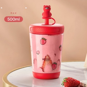 Wholesale Customized 500ml Portable Kids Drinking Tritan <b>Bottle</b> Plastic Drink Kids Water <b>Bottle</b> With Straw Ice Cream Cups - Product Image 3