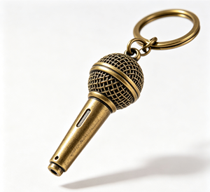 Vintage Metal Microphone Keychain Handmade <b>Key</b> <b>Ring</b> Pendant for Concert Gift <b>Bag</b> Charm - Product Image 2