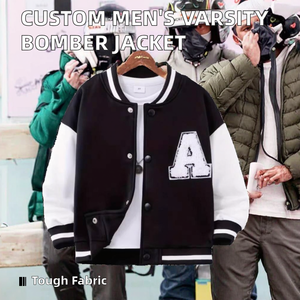 High Quality Custom Mens Stand Varsity Bomber <b>Jacket</b> Winter PU Embroidered Cotton Filled <b>Letterman</b> Baseball <b>Jacket</b> Zipper - Product Image 2
