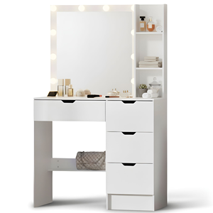 Table <span class=keywords><strong>de</strong></span> toilette moderne avec miroir et <span class=keywords><strong>tiroirs</strong></span> pour chambre à coucher - Product Image 6