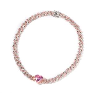 Chaîne en forme de cœur cubain pour femme, collier transparent glacé, chaîne à maillons cubain, <span class=keywords><strong>Miami</strong></span>, bijoux bling-bling, 9mm - Product Image 3