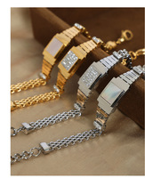 Bracelet de montre unisexe carré en acier inoxydable tendance 2025, plaqué or 18 carats, bijoux de luxe