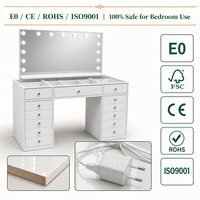 Table de maquillage moderne avec miroir LED et tiroirs pour coiffeuse, chambre, salon, école, hôtel