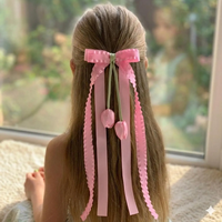 Nœud pour cheveux de demoiselle d'honneur, décoration de cheveux pour la première communion, nœud de baptême, nœud élégant en ruban long, nœud tulipe, accessoires romantiques pour cheveux en ruban