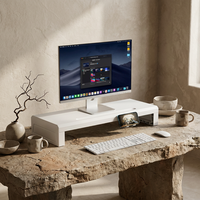 Support d'écran en acier laminé à froid non déformable 550 mm, rehausseur en métal blanc durable