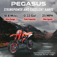 Motor Trail Mini 49CC untuk Dewasa dan Anak-Anak, Bertenaga Gas, Off Road, Starter Tarik, Mesin Berpendingin Udara, Kecepatan 35-40km/jam