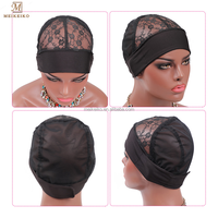 Casquette de perruque pour les cheveux noirs, bandeau en dentelle avec poignée en crochet, Plus filet de fixation