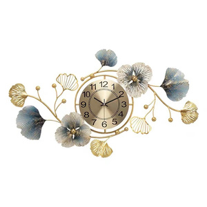 Ginkgo Leaf Decoration Wall Metal Wall <strong>Clocks</strong> for Home Living Room Luxury Wall Decor 3D <strong>Arts</strong> Hanging <strong>Clock</strong> - Product Image 6