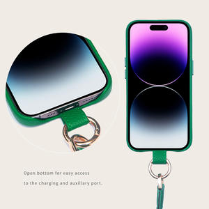 Étui de téléphone en cuir de galet de sangle de bandoulière véritable de luxe coloré avec sangle pour <span class=keywords><strong>Ipone</strong></span> 13 14 - Product Image 5