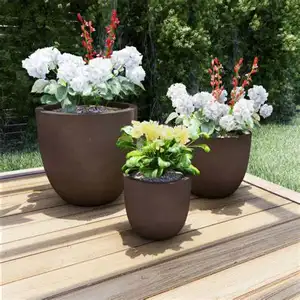 Large Indoor Pot Planter Wholesale Round Shapes Large Fiber Clay Garden Planters Pot Indoor Outdoor Tall Big Size Flower Plant Pot For Decoration