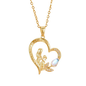 Semplice collana in <span class=keywords><strong>acciaio</strong></span> inossidabile placcato oro a forma di cuore tulipano catena zircone per clavicola per la festa della mamma del <span class=keywords><strong>commercio</strong></span> estero - Product Image 2