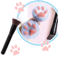 DailyQueen Marque Renommée Pinceau à Fond de Teint, Correcteur et Fard à Joues à Manche en Bois et Poils Synthétiques, Design Patte de Chat, 1 Pièce