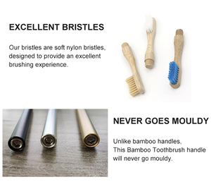 Cepillo de dientes de metal Premium con cabezal de cepillo PLA desmontable Cerdas suaves ecológicas plegables para uso doméstico - Product Image 4