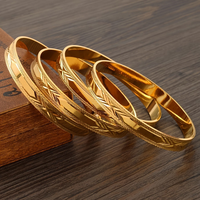 Bracelet de luxe moderne pour femmes, plaqué or 18 carats, style Dubaï, bracelet gravé exquis