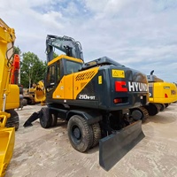 Excavatrice sur pneus d'occasion Hyundai 210W-9T de bonne qualité à prix abordable, fabriquée en Chine, avec moteur Cummins et flèche, à vendre