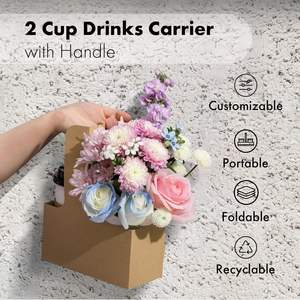 2 Tassen Einweg-Getränke träger mit Griff, 100er Pack Kraft karton behandelte Getränke träger 12-30 Unzen zum Mitnehmen Kaffeetasse halter - Product Image 6