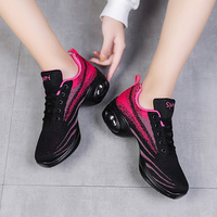Chaussures de Jazz pour femmes baskets à lacets respirant plate-forme moderne marche chaussures de danse coussin d'air dame semelle fendue chaussures de sport
