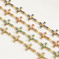 Pulsera de Cruz de Acero Inoxidable con Circonitas Novirassine, Plateada/Dorada, Resistente al Agua, Hipoalergénica, Sin Deslustre, para Uso Diario