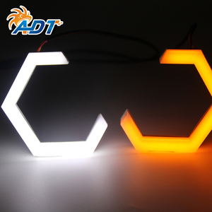 Anneaux lumineux ADT en coton blanc et jaune, anneaux LED hexagonaux pour phares, feux de signalisation à changement de couleur - Product Image 1