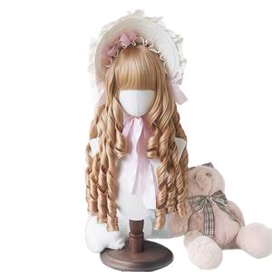 วิกผมยาวหยิกสไตล์โลลิต้า พร้อมผมหน้าม้าปัดข้าง ทำจากเส้นใยคาเนคาลอน ลอนแบบโรมัน แนวผมธรรมชาติ วิกเต็มศีรษะสำหรับผู้หญิง - Product Image 4