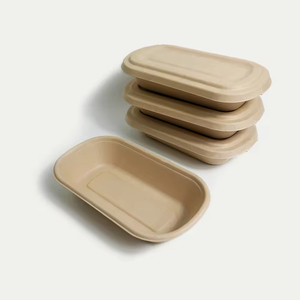 High-quality Sugarcane Bagasse Pulp Food <b>Trays</b> 100% Biodegradable Disposable Eco-friendly Party Tableware Set - Product Image 6