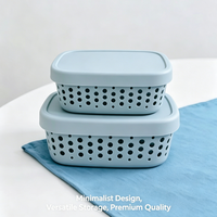 MONR Panier de rangement moderne et minimaliste en polypropylène (PP) – Organisateur d'articles divers pour salle de bain, conteneur portable avec couvercle ouvrable et refermable