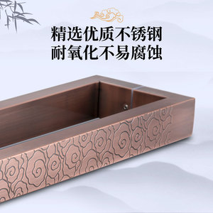 Poignée de porte de style chinois, verre nuage en laiton antique, coulissante en acier inoxydable, en bois, anti-traces de doigts - Product Image 3