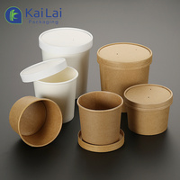 Emballage alimentaire jetable récipient à emporter biodégradable bol à soupe en papier kraft avec couvercle transparent