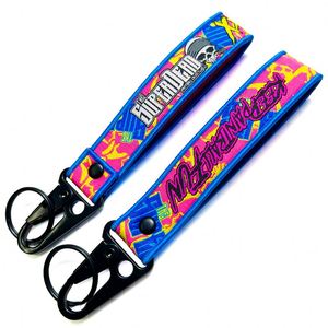 Wholesale Embroidery Nylon Fashion Colorful Cool Design Keytag High Quality <b>Polyester</b> Custom <b>Lanyard</b> Woven Keychain - Product Image 1