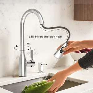 JOMOO Auszieh spray Küchen spüle Wasserhahn Mischbatterie mit Pull-Down-Sprüh gerät Hochwertige Zink legierung Keramik Hotel Chrom Modern