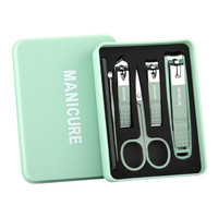 Juego de Manicura de Acero Inoxidable de 4/5/6 Piezas con Cortaúñas, Tijeras, Lima, Pinzas, Caja de Pegamento, Herramientas para el Cuidado de las Uñas
