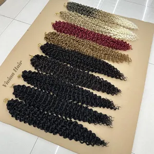 Russian 24 Inch Extra Long Deep Wave Crochet Braids Bulk Hair Synthetic Ariel Curl Ocean Wave Braiding Hair