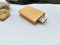 Memoria USB de almacenamiento de 1GB-64GB, diseño único de libro de madera, estilo de interfaz Stick 2,0 con capacidad de 16GB