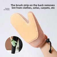 Gant de toilettage double face en polyester pour chats et chiens, brosse anti-poils, éliminateur de peluches pour le bain, grattoir pour tapis et vêtements