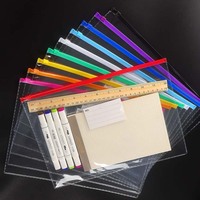 PVC personnalisé classement A4 enveloppes zippées fichier étanche en plastique organisateur de stockage de documents fermeture éclair Document sac avec étiquette en papier sac