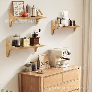Wooden <b>wall</b>-<b>mounted</b> <b>shelf</b> with single <b>shelf</b>, simple design, suitable for bedroom and living room, floating bookshelf, solid - Product Image 1