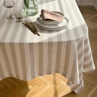 Nappe en lin pur français 100% naturel, carrée, teinte en fil, rayée, lavée à la pierre, pour fêtes à domicile et Noël - Vente en gros